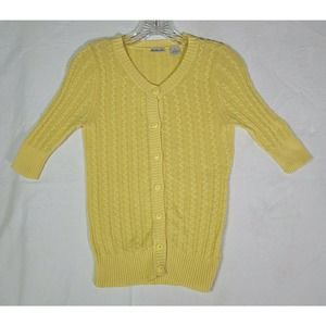 Rubbish Bright Yellow Long Front Button Down Cardigan Size Medium Preowned Chain